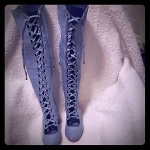 Jean lace up heels